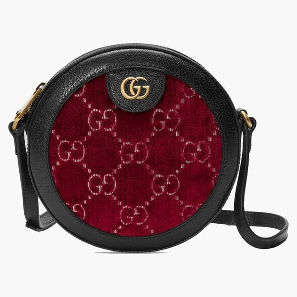 Gucci Round Gg Shoulder Bag Velvet Red/black
