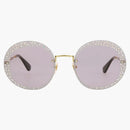 Gucci Round Oval Sunglasses Gold/Gold/Violet (GG0899S-30010510-001)