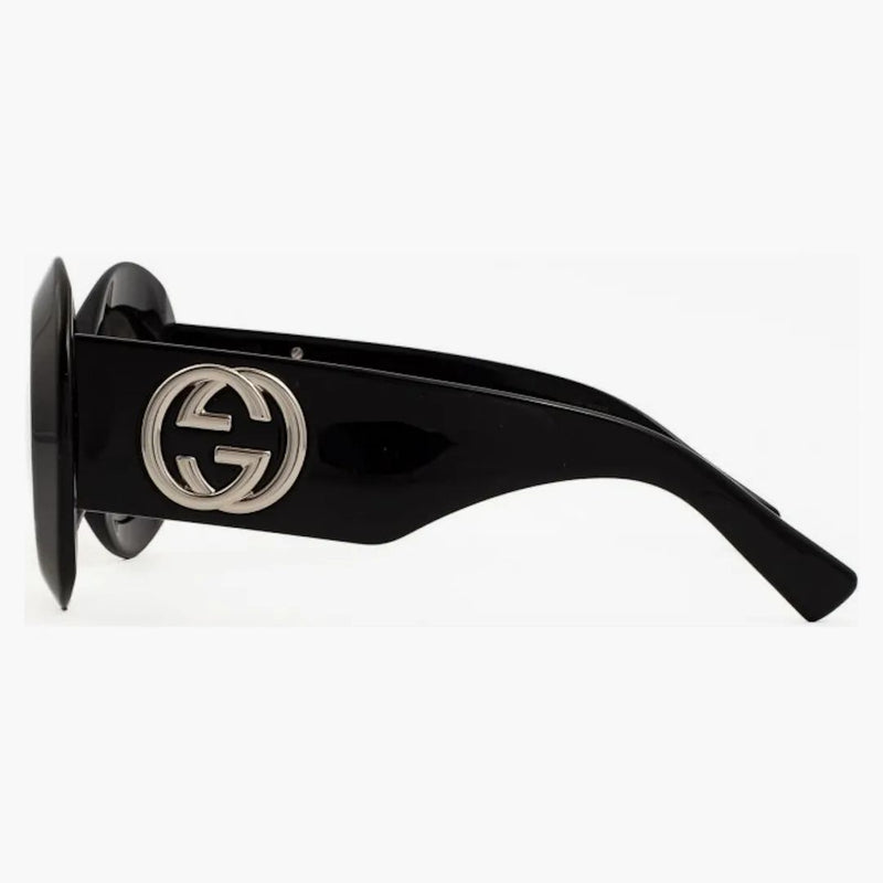 Gucci Round Sunglasses Shiny Black/Gray (GG1647S-007)