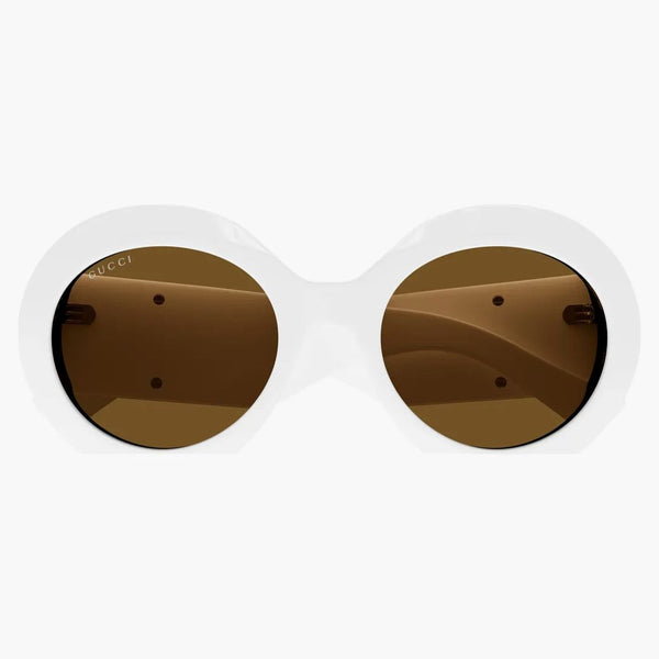 Occhiali da sole rotondi Gucci bianchi/marroni (GG1647S-003)