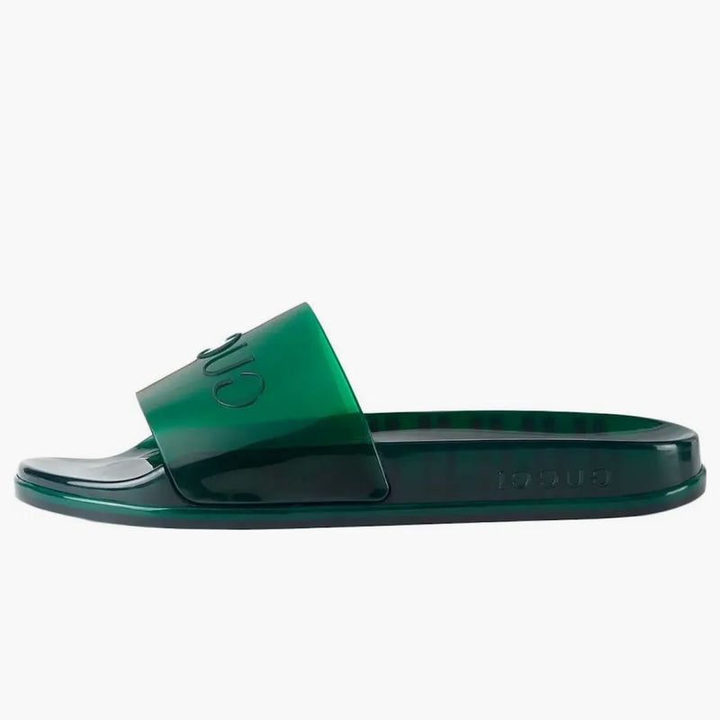 Gucci rubber slides green