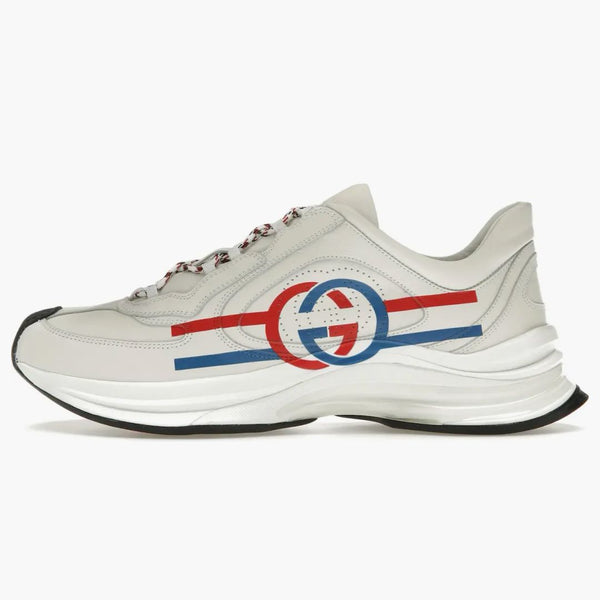 Gucci Run White Blue Red Interlocking G White Stripe Detail