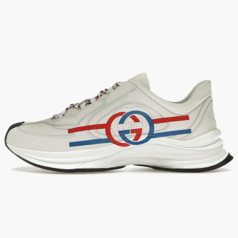 Gucci Run White Blue Red Interlocking G White Stripe Detail