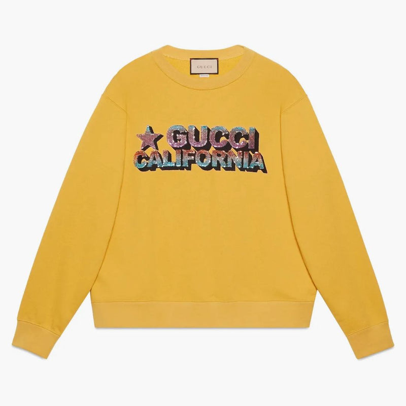 Gucci cekinów bluzka bawełniana bluza żółta
