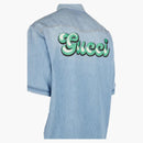 Gucci Short Sleeve Denim Shirt Blue