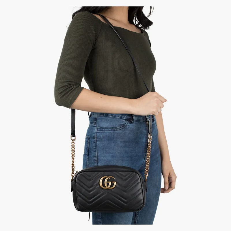 GG GG GG Marmont Camera Borsa Matelasse Small Black
