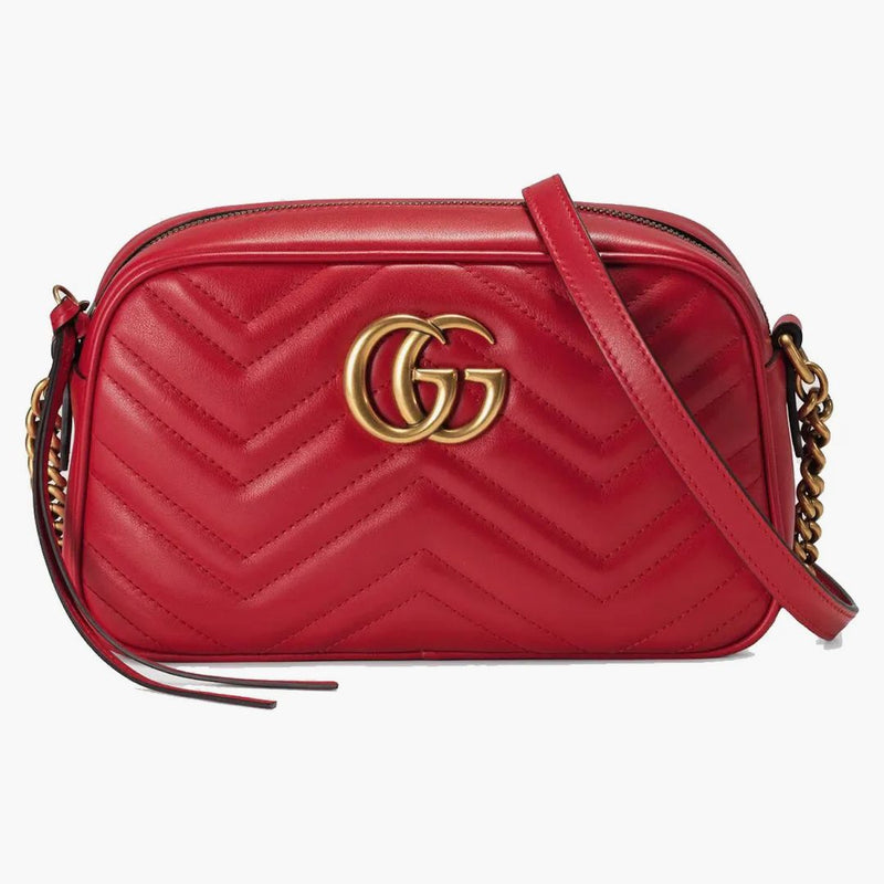 Gucci GG Marmont Camera Bag Matelasse Small Hibiscus Red