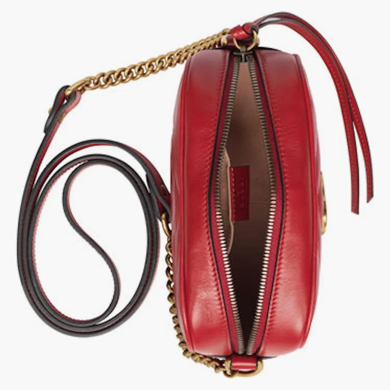 Gucci GG Marmont Camera Bag Matelasse Small Hibiscus Red