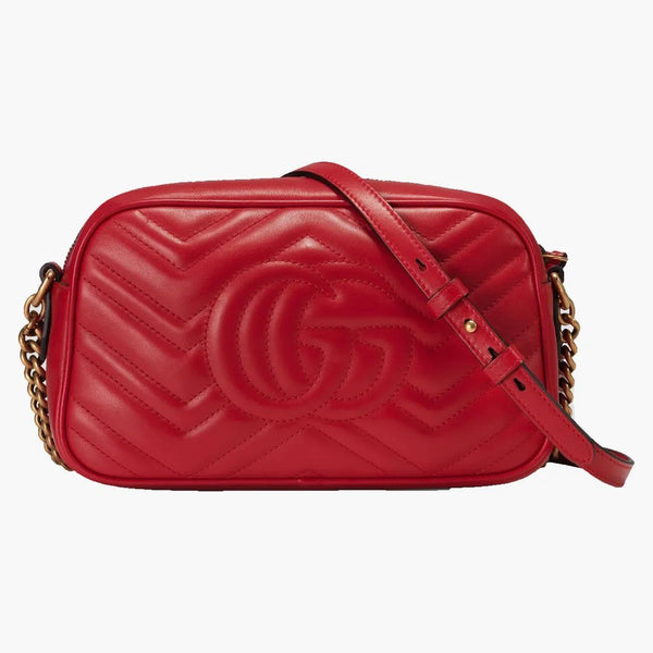 Gucci GG Marmont Camera Bag Matelasse Small Hibiscus Red