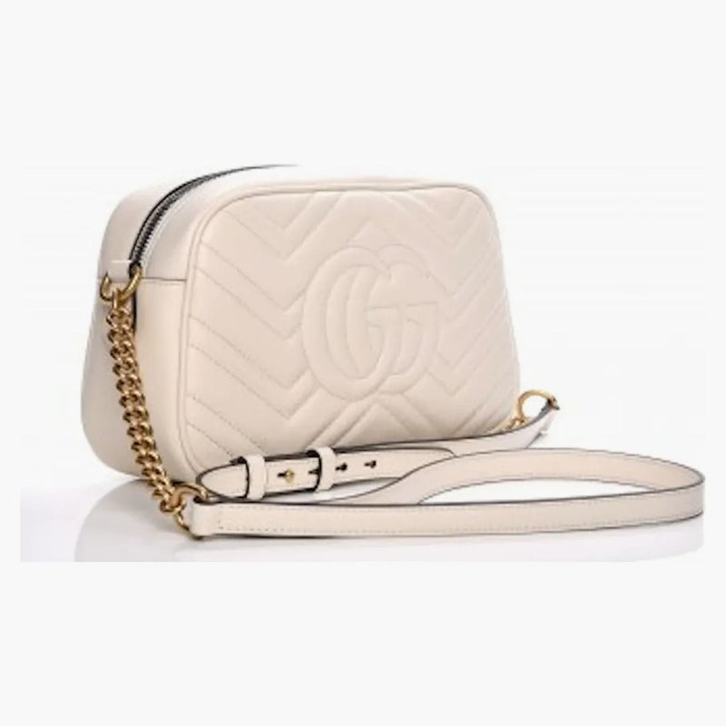 Gucci GG Marmont Small Matelasse axelväska vit