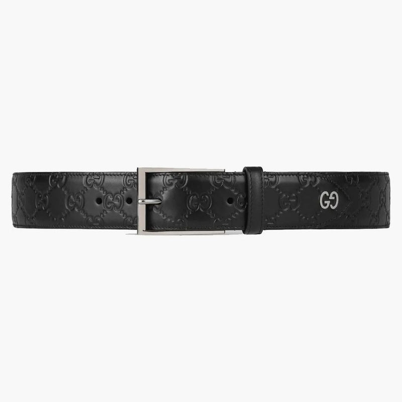 Gucci Signature Belt With Gg Detail 1.5 Width Black