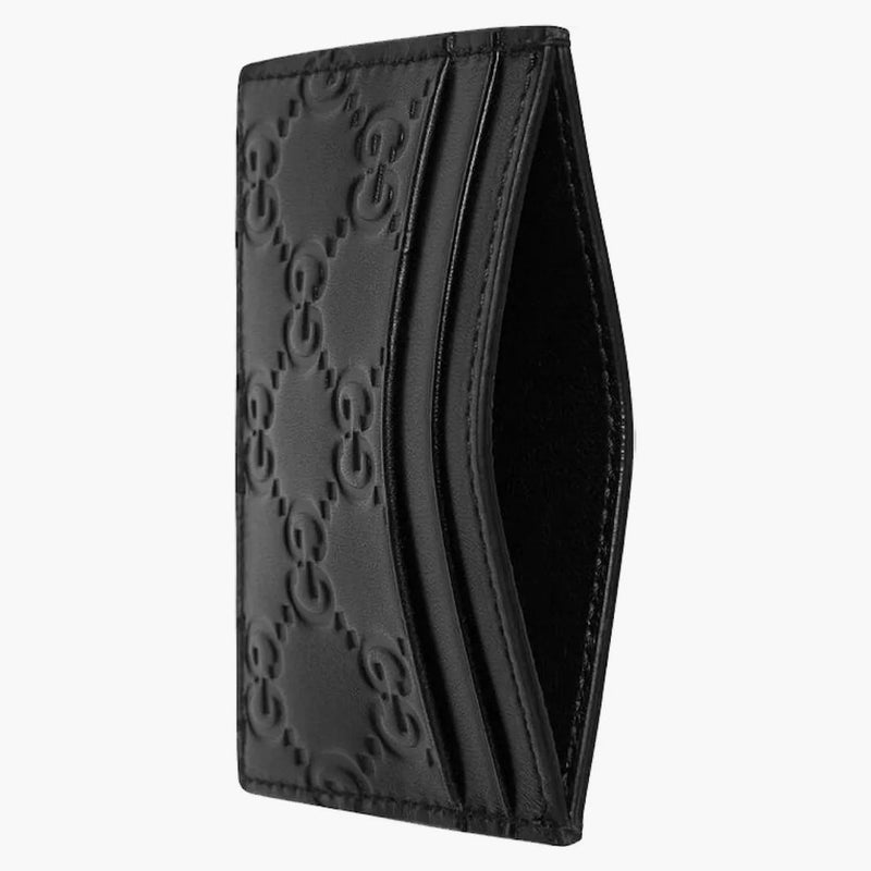 Gucci Signature Leather Tarder GG (ranura de 5 tarjetas) Negro