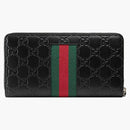 Gucci Signature Web Zip Around Wallet Black