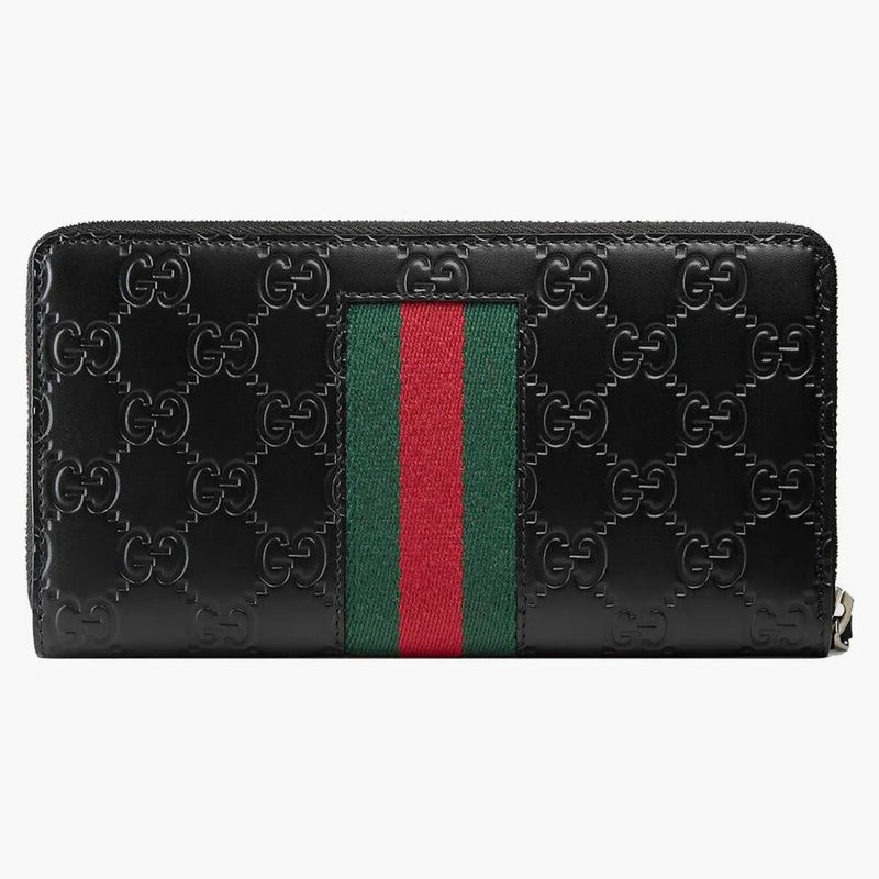 Gucci Signature Web Zip Around Wallet Black