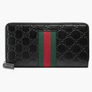 Gucci Signature Web Zip Around Wallet Black