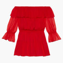 Hedvábné šifónové šaty Gucci červené