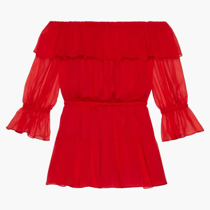 Gucci Silk Chiffon Dress Red