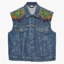 Gucci Silk Scarf-Panelled Denim Vest Blue