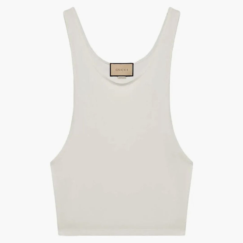 Gucci Soft Cotton Jersey Tank Top White