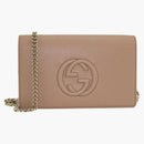 Gucci Soho Disco plånbok på kedjan beige