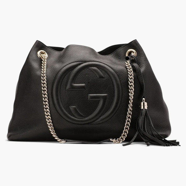 Gucci Soho axelväska kedja band medium svart
