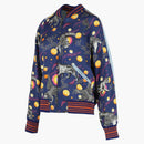 Gucci Space Animals Silk Bomber Jacket Blue Print/Rose Sail