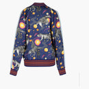 Gucci Space Animals Silk Bomber Jacket Blue Print/Rose Sail