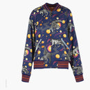 Gucci Space Animals Silk Bomber Jacket Blue Print/Rose Sail