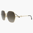Gucci Square Frame Metal Sunglasses Gold/Gold/Brown (GG1335S-30013931-002)