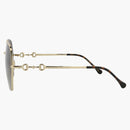 Gucci Square Frame Metal Sunglasses Gold/Gold/Brown (GG1335S-30013931-002)