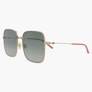 Gucci Square Frame Metal Sunglasses Gold/Gold/Gray (GG0443S-30006426-001)