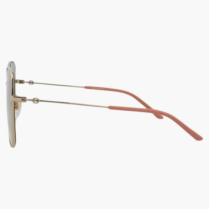 Gucci Square Frame Metal Sunglasses Gold/Gold/Gray (GG0443S-30006426-001)