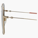 Gucci Square Frame Metal Sunglasses Gold/Gold/Gray (GG0443S-30006426-001)