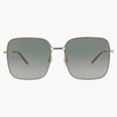 Gucci Square Frame Metal Sunglasses Gold/Gold/Gray (GG0443S-30006426-001)