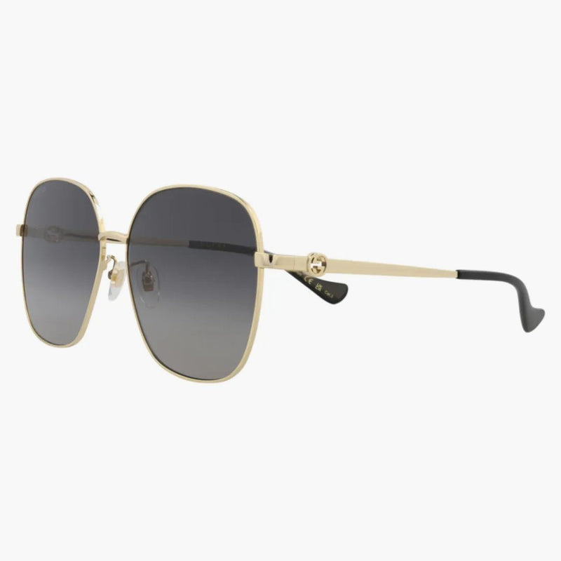 Gucci Square Frame Metal Solglasögon Guld/guld/grå (GG1089SA-30012967-001)
