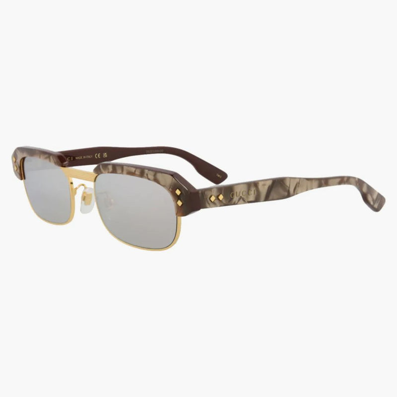Gucci Square Frame återvunnet acetat solglasögon brun/brun/silver (GG1480S-30014510-002)