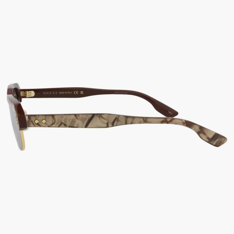 Gucci Square Frame återvunnet acetat solglasögon brun/brun/silver (GG1480S-30014510-002)