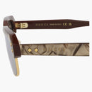 Occhiali da sole acetato riciclati di Gucci Square acetato marrone/marrone/argento (GG1480S-30014510-002)