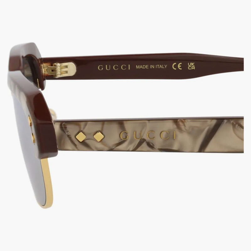 Gucci Square Frame återvunnet acetat solglasögon brun/brun/silver (GG1480S-30014510-002)