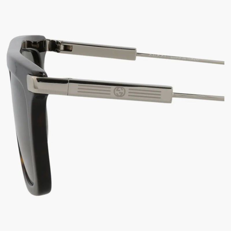 Gucci Square Frame återvunnet acetat solglasögon Havana/Silver/Green (GG1437S-30014438-002)