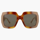 Gucci Square Rectangle Sunglasses Havana/Ivory/Brown (GG1022S-30011773-003)