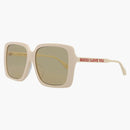 Gucci Square Rectangle Sunglasses Ivory/Brown (GG0567SAN-30013230-006)
