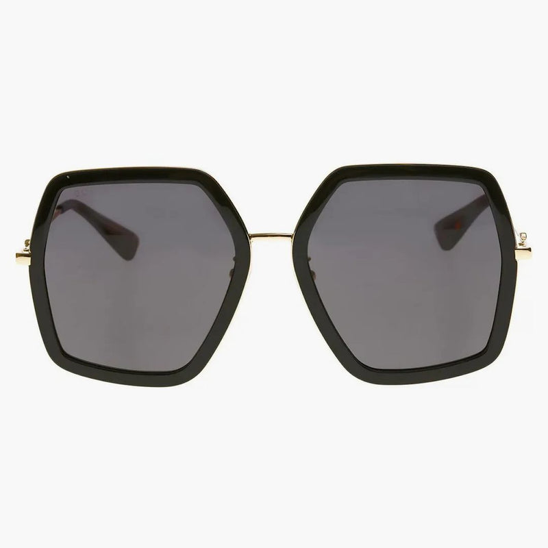 Gucci Square Solglasögon Black/Gold/Havanna (GG0106S 001)