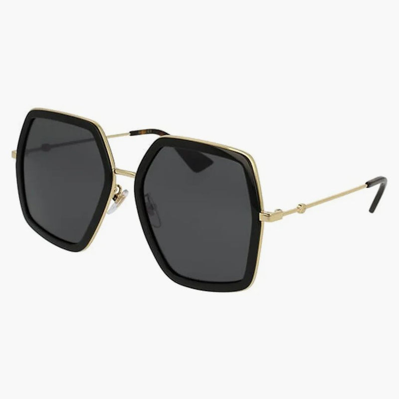 Gucci Square Solglasögon Black/Gold/Havanna (GG0106S 001)