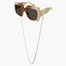 Gucci Square Two Tone Tone Occhiali da sole Chan Avorio/Brown (GG1022S-003)