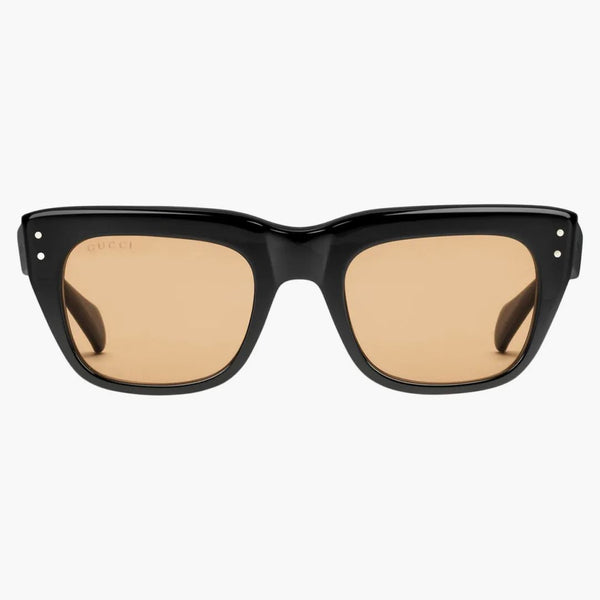 Occhiali da sole a cornice quadrata Gucci neri/gialli (720716 J0740 1070)