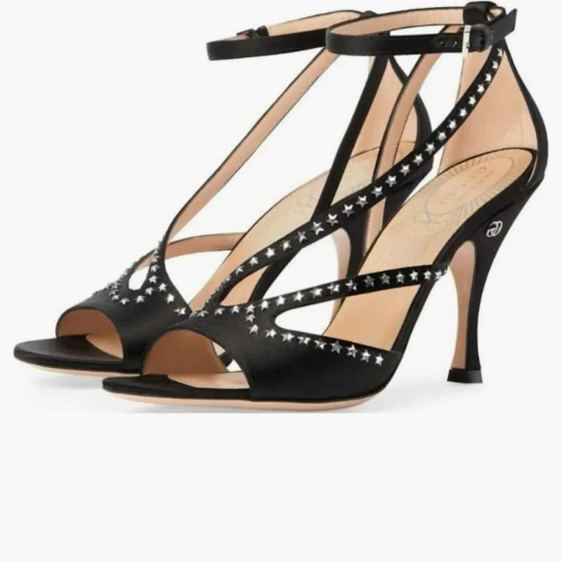 Gucci hvězda zdobená sandály GG (95 mm) černá (dámská)
