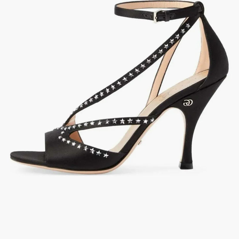 Gucci hvězda zdobená sandály GG (95 mm) černá (dámská)