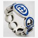 Gucci Sterling Silver Interlocking G Ring Silver/Blue