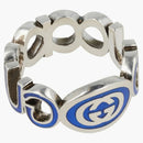 Gucci Sterling Silver Interlocking G Ring Silver/Blue